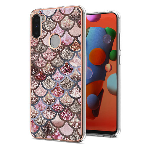 Silicone Candy Rubber Gel Fashionable Pattern Soft Case Cover Y03B for Samsung Galaxy A11 Brown