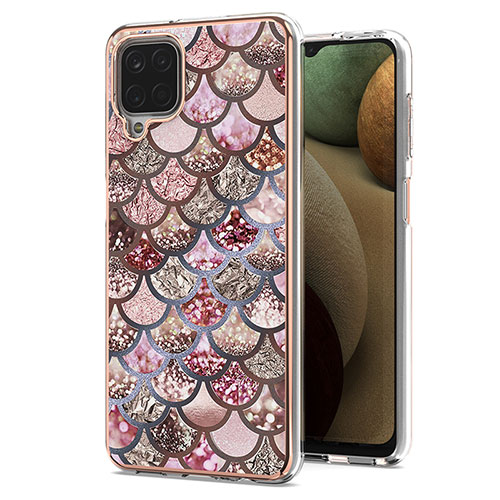 Silicone Candy Rubber Gel Fashionable Pattern Soft Case Cover Y03B for Samsung Galaxy A12 Brown