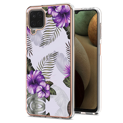 Silicone Candy Rubber Gel Fashionable Pattern Soft Case Cover Y03B for Samsung Galaxy A12 Nacho Purple