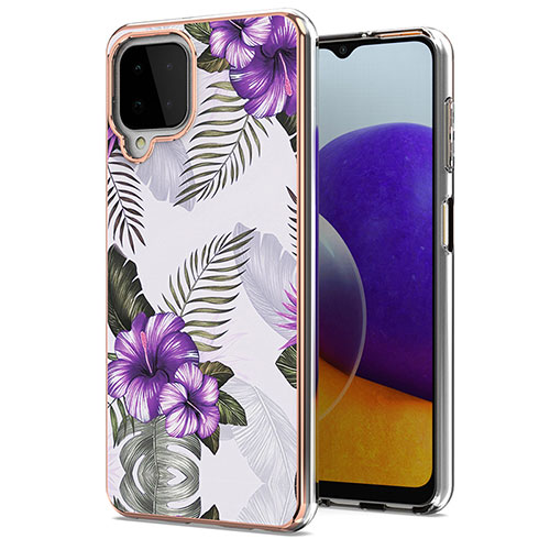 Silicone Candy Rubber Gel Fashionable Pattern Soft Case Cover Y03B for Samsung Galaxy A22 4G Purple