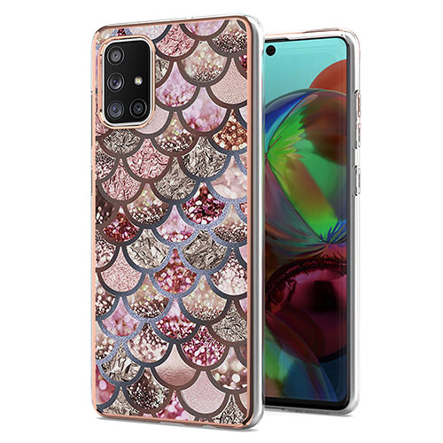 Silicone Candy Rubber Gel Fashionable Pattern Soft Case Cover Y03B for Samsung Galaxy A71 4G A715 Brown