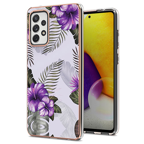 Silicone Candy Rubber Gel Fashionable Pattern Soft Case Cover Y03B for Samsung Galaxy A72 4G Purple