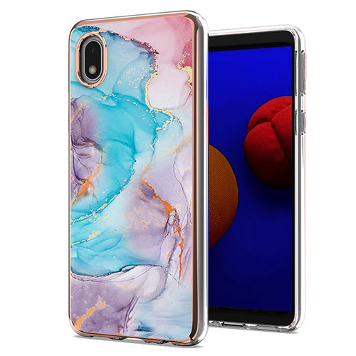 Silicone Candy Rubber Gel Fashionable Pattern Soft Case Cover Y03B for Samsung Galaxy M01 Core Blue