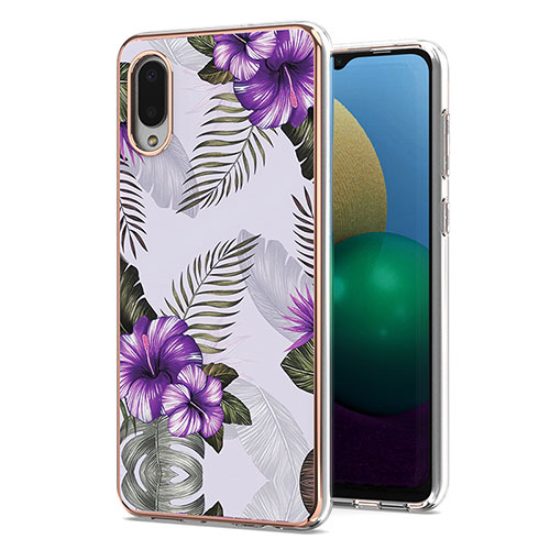 Silicone Candy Rubber Gel Fashionable Pattern Soft Case Cover Y03B for Samsung Galaxy M02 Purple