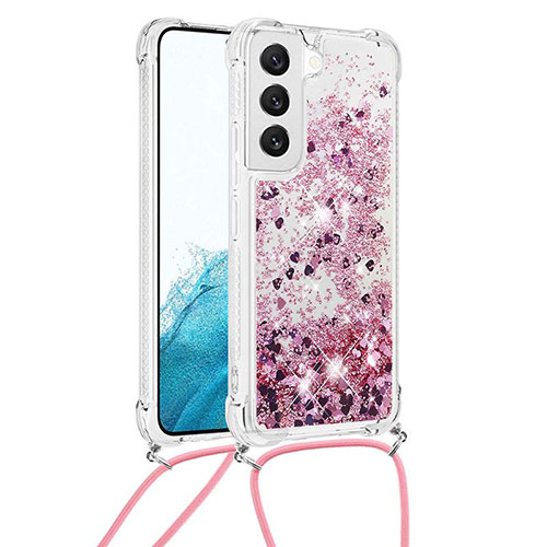 Silicone Candy Rubber Gel Fashionable Pattern Soft Case Cover Y03B for Samsung Galaxy S22 Plus 5G Rose Gold