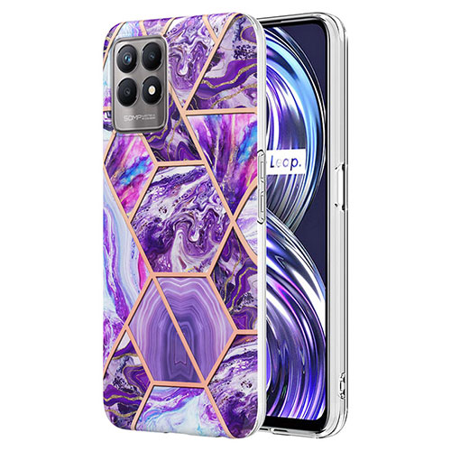 Silicone Candy Rubber Gel Fashionable Pattern Soft Case Cover Y04B for Realme 8i Purple