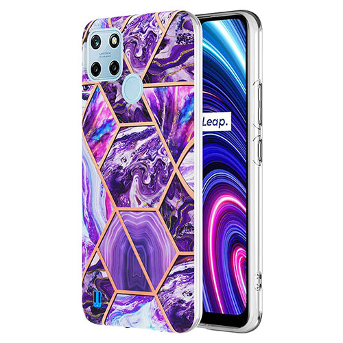 Silicone Candy Rubber Gel Fashionable Pattern Soft Case Cover Y04B for Realme C25Y India Purple