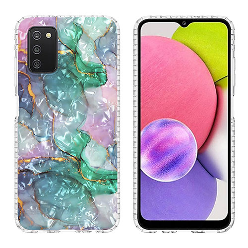 Silicone Candy Rubber Gel Fashionable Pattern Soft Case Cover Y04B for Samsung Galaxy A03s Green