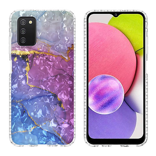 Silicone Candy Rubber Gel Fashionable Pattern Soft Case Cover Y04B for Samsung Galaxy A03s Purple