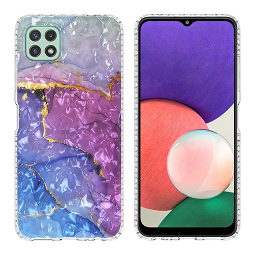 Silicone Candy Rubber Gel Fashionable Pattern Soft Case Cover Y04B for Samsung Galaxy A22s 5G Purple