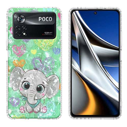 Silicone Candy Rubber Gel Fashionable Pattern Soft Case Cover Y04B for Xiaomi Poco X4 Pro 5G Matcha Green