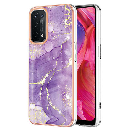 Silicone Candy Rubber Gel Fashionable Pattern Soft Case Cover Y05B for Oppo A74 5G Purple