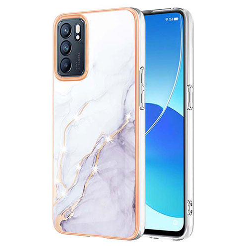 Silicone Candy Rubber Gel Fashionable Pattern Soft Case Cover Y05B for Oppo Reno6 5G White