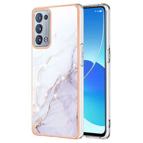 Silicone Candy Rubber Gel Fashionable Pattern Soft Case Cover Y05B for Oppo Reno6 Pro+ Plus 5G White