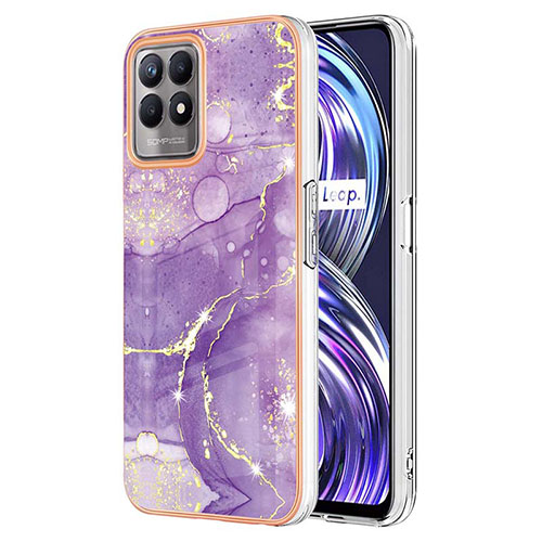 Silicone Candy Rubber Gel Fashionable Pattern Soft Case Cover Y05B for Realme 8i Purple