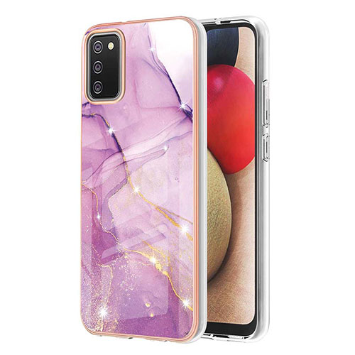 Silicone Candy Rubber Gel Fashionable Pattern Soft Case Cover Y05B for Samsung Galaxy A03s Clove Purple