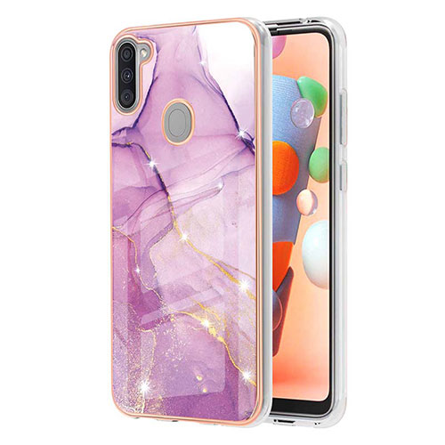 Silicone Candy Rubber Gel Fashionable Pattern Soft Case Cover Y05B for Samsung Galaxy A11 Clove Purple