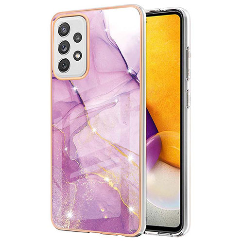 Silicone Candy Rubber Gel Fashionable Pattern Soft Case Cover Y05B for Samsung Galaxy A72 4G Clove Purple