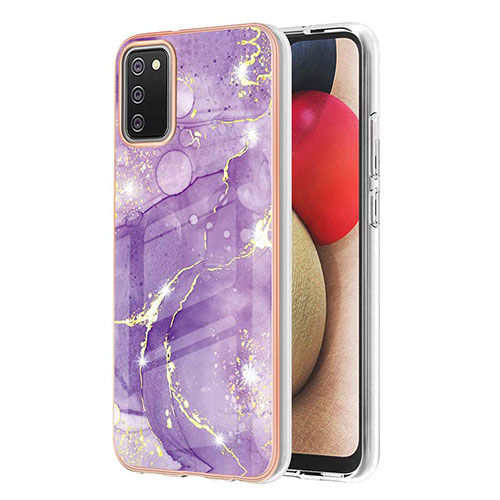 Silicone Candy Rubber Gel Fashionable Pattern Soft Case Cover Y05B for Samsung Galaxy F02S SM-E025F Purple