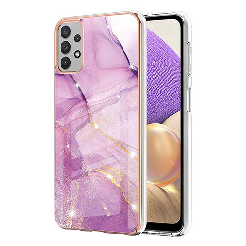Silicone Candy Rubber Gel Fashionable Pattern Soft Case Cover Y05B for Samsung Galaxy M32 5G Clove Purple