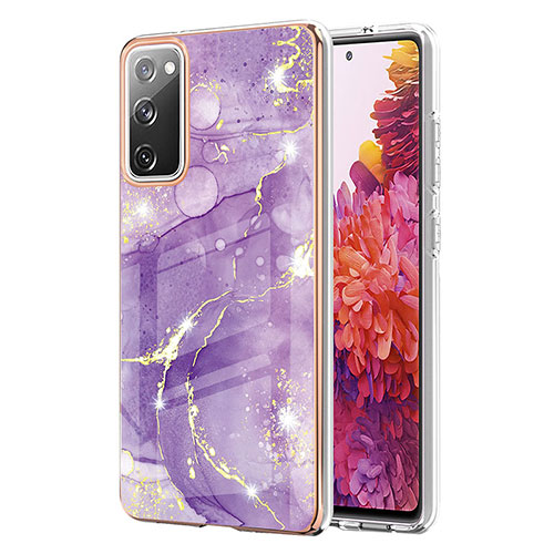 Silicone Candy Rubber Gel Fashionable Pattern Soft Case Cover Y05B for Samsung Galaxy S20 FE 4G Purple