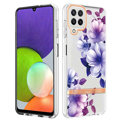 Silicone Candy Rubber Gel Fashionable Pattern Soft Case Cover Y06B for Samsung Galaxy A22 4G Purple