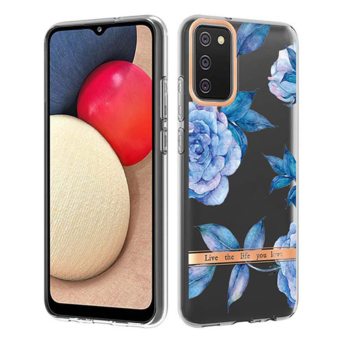 Silicone Candy Rubber Gel Fashionable Pattern Soft Case Cover Y06B for Samsung Galaxy F02S SM-E025F Blue