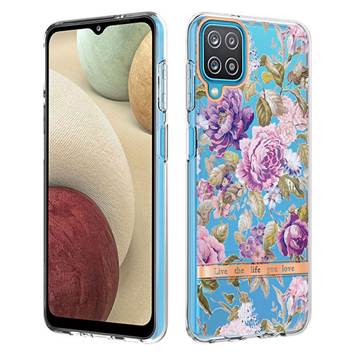 Silicone Candy Rubber Gel Fashionable Pattern Soft Case Cover Y06B for Samsung Galaxy F12 Clove Purple