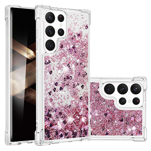 Silicone Candy Rubber Gel Fashionable Pattern Soft Case Cover Y06B for Samsung Galaxy S25 Ultra 5G Rose Gold