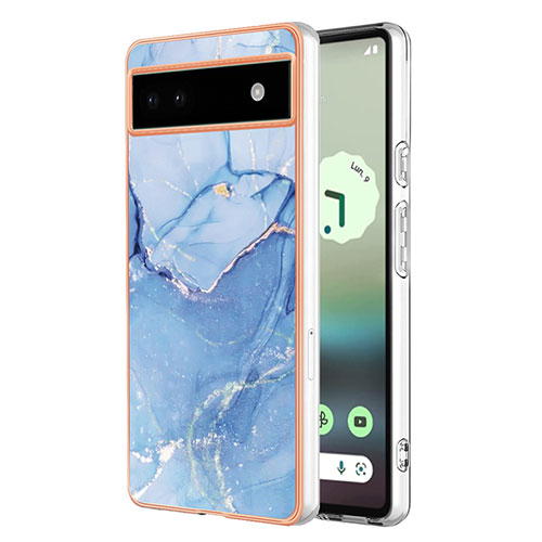 Silicone Candy Rubber Gel Fashionable Pattern Soft Case Cover Y07B for Google Pixel 6a 5G Blue