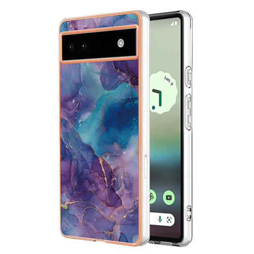 Silicone Candy Rubber Gel Fashionable Pattern Soft Case Cover Y07B for Google Pixel 6a 5G Purple