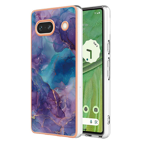 Silicone Candy Rubber Gel Fashionable Pattern Soft Case Cover Y07B for Google Pixel 7a 5G Purple