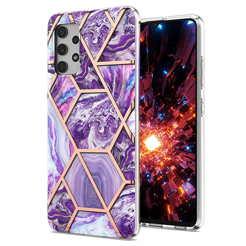 Silicone Candy Rubber Gel Fashionable Pattern Soft Case Cover Y07B for Samsung Galaxy M32 5G Purple