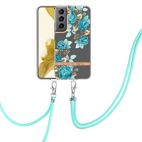 Silicone Candy Rubber Gel Fashionable Pattern Soft Case Cover Y22B for Samsung Galaxy S22 5G Cyan