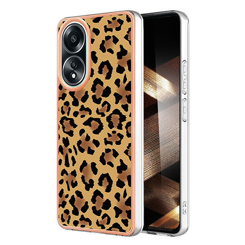 Silicone Candy Rubber Gel Fashionable Pattern Soft Case Cover YB2 for Oppo A58 4G Brown