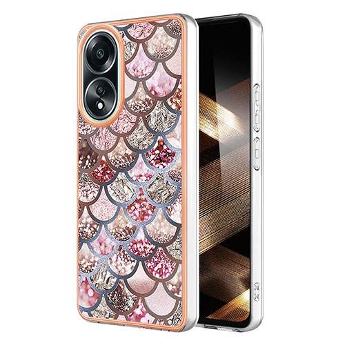 Silicone Candy Rubber Gel Fashionable Pattern Soft Case Cover YB3 for Oppo A18 Brown