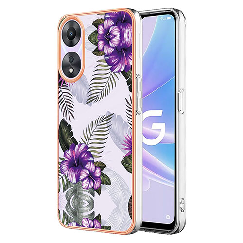 Silicone Candy Rubber Gel Fashionable Pattern Soft Case Cover YB3 for Oppo A58 5G Purple