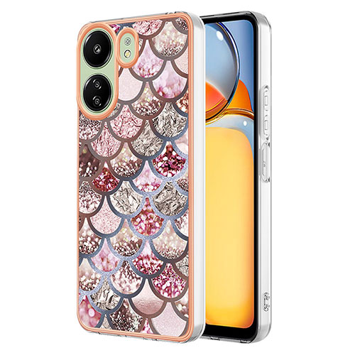 Silicone Candy Rubber Gel Fashionable Pattern Soft Case Cover YB3 for Xiaomi Poco C65 Brown