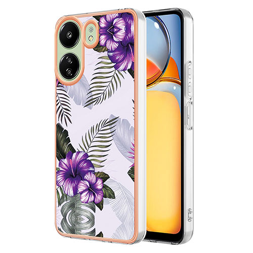 Silicone Candy Rubber Gel Fashionable Pattern Soft Case Cover YB3 for Xiaomi Redmi 13C Purple