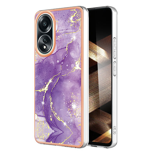 Silicone Candy Rubber Gel Fashionable Pattern Soft Case Cover YB5 for Oppo A18 Purple