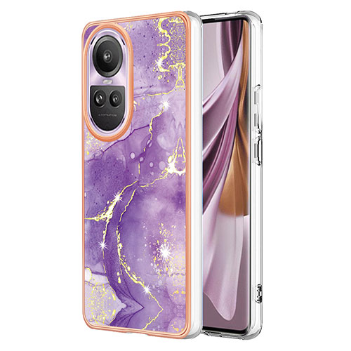 Silicone Candy Rubber Gel Fashionable Pattern Soft Case Cover YB5 for Oppo Reno10 5G Purple