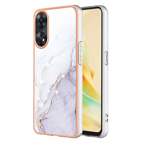 Silicone Candy Rubber Gel Fashionable Pattern Soft Case Cover YB5 for Oppo Reno8 T 4G White