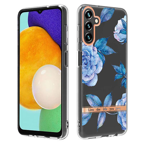 Silicone Candy Rubber Gel Fashionable Pattern Soft Case Cover YB6 for Samsung Galaxy A34 5G Blue