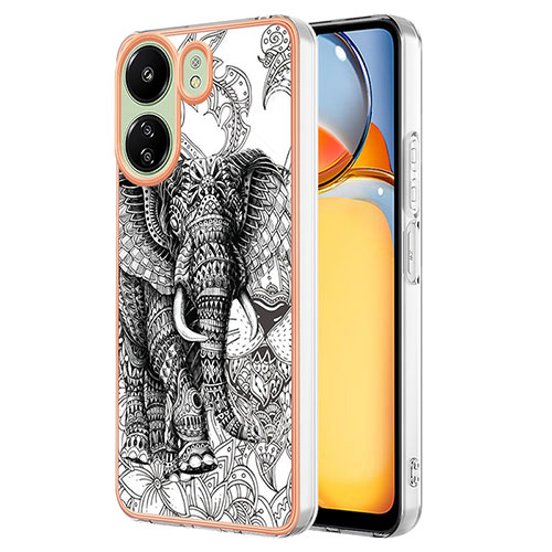 Silicone Candy Rubber Gel Fashionable Pattern Soft Case Cover YB8 for Xiaomi Redmi 13C Gray