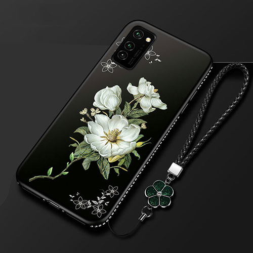 Silicone Candy Rubber Gel Flowers Soft Case Cover for Huawei Honor V30 5G Black