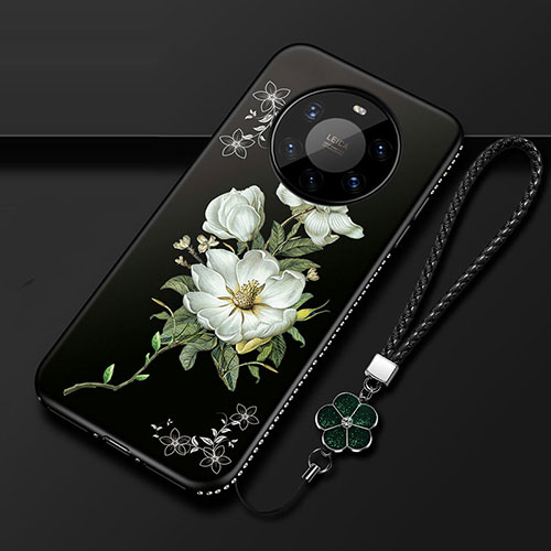 Silicone Candy Rubber Gel Flowers Soft Case Cover for Huawei Mate 40 Pro+ Plus Black