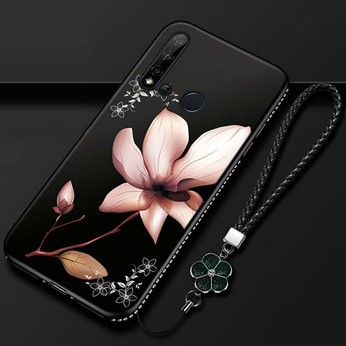 Silicone Candy Rubber Gel Flowers Soft Case Cover for Huawei Nova 5i Brown
