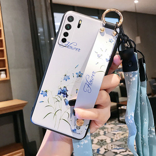 Silicone Candy Rubber Gel Flowers Soft Case Cover for Huawei Nova 7 SE 5G White