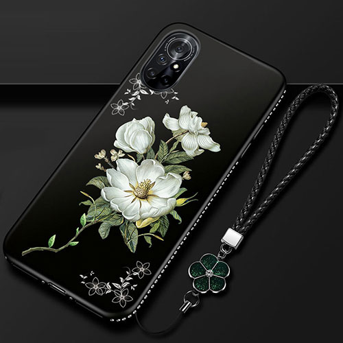 Silicone Candy Rubber Gel Flowers Soft Case Cover for Huawei Nova 8 5G Black