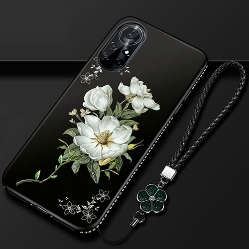 Silicone Candy Rubber Gel Flowers Soft Case Cover for Huawei Nova 8 Pro 5G Black